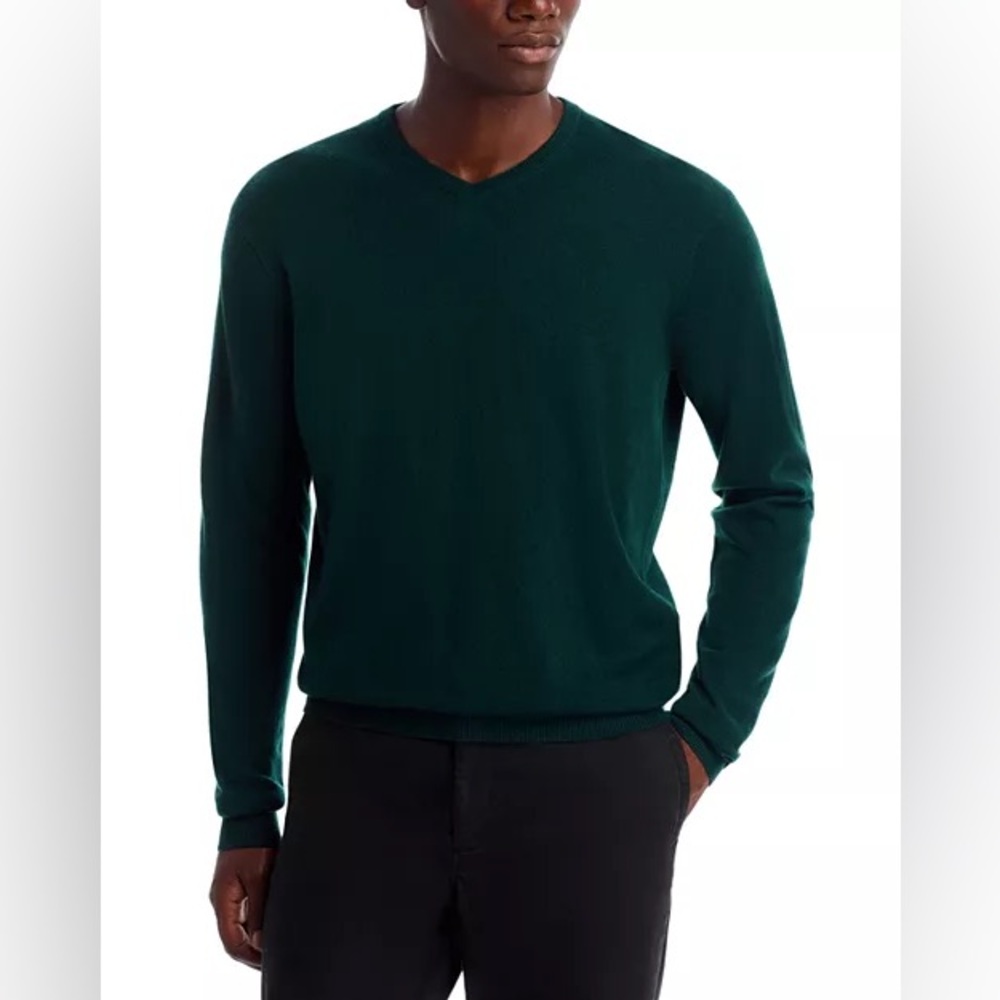 Peter Millar Crown Heritage Cashmere V-Neck Sweater Mens Medium Green / Balsam